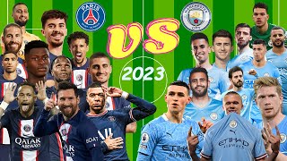 2023 PSG VS 2023 MAN CITY 🔥 ULTIMATE COMPARISON Messi Haaland Mbappe Foden Neymar Bruyne [upl. by Knuth]