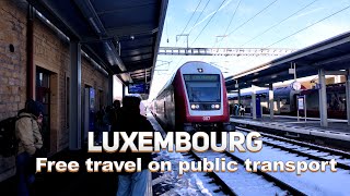 Traveling by public transport in Luxembourg Everything is free 4K Outdoor Traveltransport lu [upl. by Ardene]