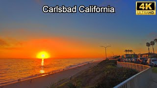 4K Sunset at Carlsbad Beach California  Stunning Coastal Views in San Diego [upl. by Lasser]