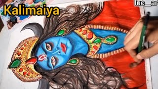 kali mata ji drawing 🤯 poster colour  step by step tutorial kalimata drawing kali biaora [upl. by Vida]