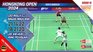 Leo Carnando  Bagas Maulana vs Lee JheHuei Yang PoHsuan  Hongkong Open 2024  R16 MD Highlights [upl. by Henden]