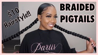 BRAIDED PONYTAIL  PIGTAILS USING BRAIDING HAIR [upl. by Anitreb]