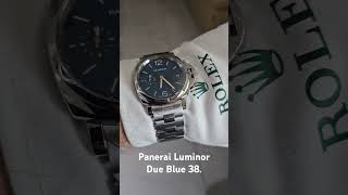 Panerai Luminor Due 38mm blue Paneristi ref 1123 steel bracelet [upl. by Krutz]