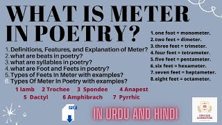 What is Meter in Poetry  Iamb  Trochee  Spondee  Anapest  Feet  Beats syllables Types  Pdf [upl. by Etteuqaj]