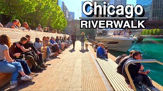 CHICAGO ILLINOIS Amazing RiverWalk Chicago Summer 【5K】 60  City Ambient Relaxing [upl. by Anwahsak]