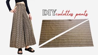 Very Easy Culottes Pants Cutting and Stitching  Palazzo Skirt Pants Tutorial with Cutout Detail [upl. by Aleel]