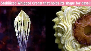 Stabilized Whipped Cream Frosting for cake decoration without gelatin [upl. by Nyar365]