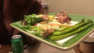 Sunday Dinner  Grilled Pork Chop Asparagus and Salad with a Sprite [upl. by Chester736]