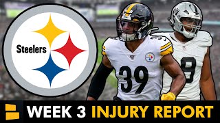 Steelers Injury News Minkah Fitzpatrick Injury Update  Raiders Pass Rusher Questionable For Week 3 [upl. by Haral]