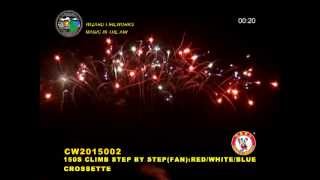 13G FIREWORKS 150S CLIMB STEP BY STEP REDWHITEBLUE CROSSETTE FAN  BY KASTNER PYROTECHNICS [upl. by Travers327]