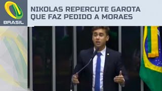 Nikolas Ferreira leva vídeo de menina que pede soltura de pai e avô a Moraes à Câmara [upl. by Lilybelle]