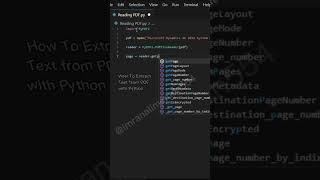 How To Extract Text From PDF With Python  Python Lovers shorts [upl. by Asatan963]