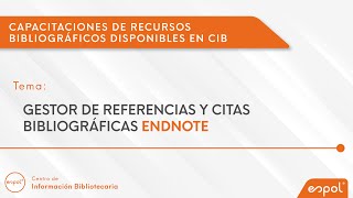 BASE DE DATOS DE REFERENCIAS BIBLIOGRÁFICA Y CITAS ENDNOTE [upl. by Metzgar]