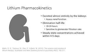 Psychopharmacology  Lithium Pharmacokinetics [upl. by Akanke]