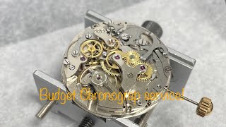 Budget Chronograph watch service Landeron 48 [upl. by Arabel448]