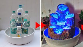 Amazing Water Fountain with Plastic Bottle and Led DIY [upl. by Oiramad]