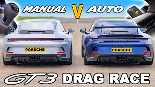 Porsche 911 GT3 Manual v PDK DRAG RACE [upl. by Rebliw828]