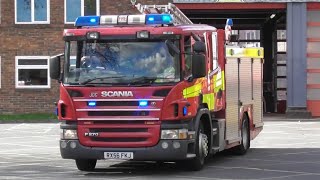 Surrey Fire and Rescue Service Godstone Scania P270 Pump turnout to emergency [upl. by Valer]