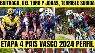 4 ETAPA VUELTA AL PAIS VASCO 2024 PERFIL DEL TORO VINGEGAARD Y BUITRAGO TERRIBLE SUBIDA [upl. by Llaccm]