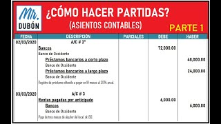 ¿Cómo hacer partidas o asientos contables Parte 1  Contabilidad Básica [upl. by Paget]