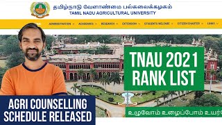 TNAU rank list released  TNAU 2021  TN agri counselling 2021 [upl. by Hailed]