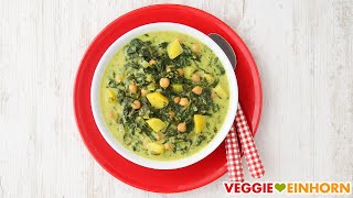 Vegane SPINATKARTOFFELSUPPE mit Kichererbsen und Kokosmilch  Einfach und schnell Leckeres Rezept [upl. by Atteinotna543]