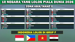 10 Negara Lolos Kualifikasi Piala Dunia 2026 Zona Asia Tahap Ke 2  Indonesia di Grup F [upl. by Aiyt212]