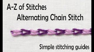 Alternating or Checkered Chain Stitch slow stitching embroidery stitches hand embroidery [upl. by Vivle]