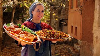 Rural lifestyle in Iran cooking barberry rice with chicken Authentic Iranian food [upl. by Neerol]