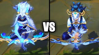 DRX Kindred vs Porcelain Kindred Skins Comparison League of Legends [upl. by Milman410]