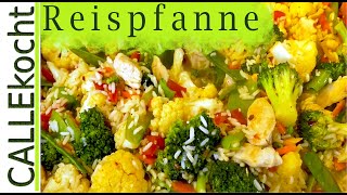 Leichte Reispfanne mit knackigem Gemüse  Schnell und lecker  Rezept [upl. by Onder901]