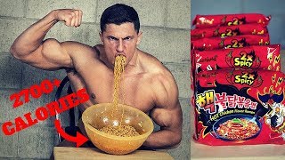 Bodybuilder VS Korean NUCLEAR FIRE Noodles MUKBANG  Hottest Noodles in the World Challenge Fail [upl. by Bruning]