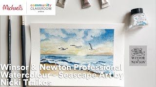 Online Class Winsor amp Newton Professional Watercolour  Seascape Art by Nicki Traikos  Michaels [upl. by Kronfeld129]