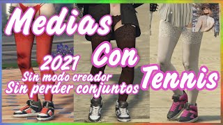 GTA ONLINE  COMO OBTENER MEDIAS CON TENIS  PERSONAJE MUJER  SIN BORRAR CONJUNTOS SIN MODO CREADOR [upl. by Bedwell]