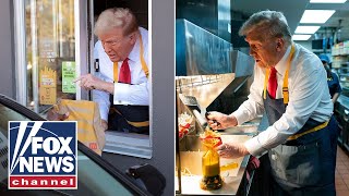 Former President Trump serves up fries at McDonalds [upl. by Crandale566]