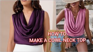 HOW TO MAKE A COWL NECK BLOUSE WITH PLEATED SHOULDER cuttingandstitching [upl. by Maddi]