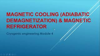 Magnetic refrigerator amp Adiabatic demagnetization in Malayalam  Cryogenic engineering Module 4 KTU [upl. by Eyot]