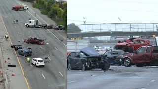 3 killed 5 injured in Bay Area Highway 101 chainreaction crash CHP says [upl. by Hayarahs]