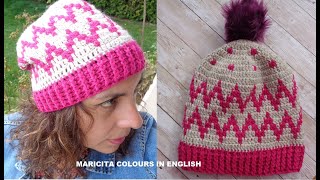 Crocheted Slouchy Sylvia Pattern HERE by Maricita Colours in English [upl. by Adnawad]