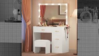 DWVO Makeup Vanity with Large Lighted Mirror Vanity with Power Outlet 3 Color Lighting Modes Adju [upl. by Llertak]