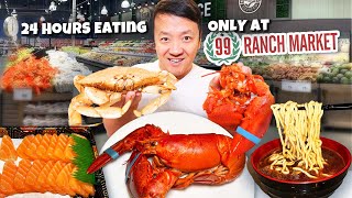 9am FRESH Lobster amp Crab Breakfast 24 Hours Eating ONLY at 99 Ranch Chinese Market [upl. by Arbma]