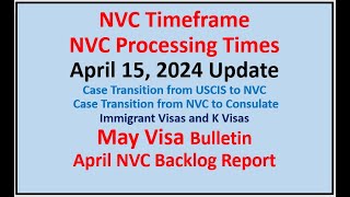 NVC Processing Times As of April 15 2024  May Visa Bulletin  April NVC Backlog Report [upl. by Effy835]