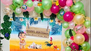 Diy moana theme birthday party2nd birthdayeasy balloon arch without standHawaii party ideas [upl. by Cilla339]