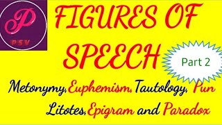 Figures of speech part 2 metonymy euphemismepigram paradoxlitotestautology and pun explained [upl. by Paryavi]