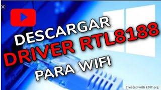 DESCARGAR DRIVER RTL8188 para wifi [upl. by Marron]