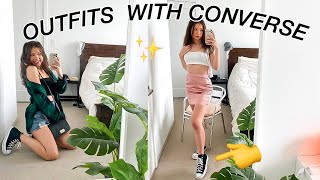 HOW TO STYLE HIGH TOP CONVERSE 5 cute outfit ideas [upl. by Valsimot875]