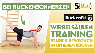 Wirbelsäulen Training für den unteren Rücken  5 stärkende LWS Übungen 5 min  RückenFit Teil 2 [upl. by Bryna]