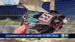 Sacramento sprint car driver injured in fiery crash at Oregon speedway [upl. by Dionisio]