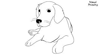 Golden Retriever Dog Drawing Easy How To Draw A Golden Retriever Dog Step By Step goldenretriever [upl. by Selry]