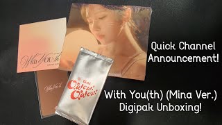 With Youth Digipak Unboxing Mina Ver Special Channel Announcement [upl. by Ahtamas]